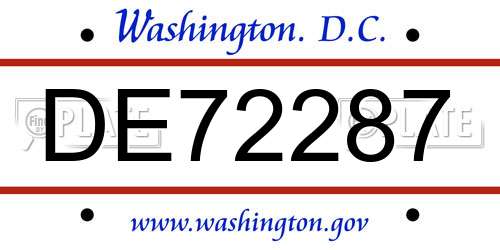 DE72287 District Of Columbia License Plate