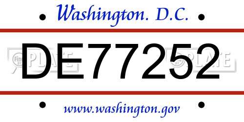 DE77252 District Of Columbia License Plate