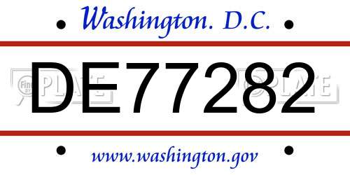 DE77282 District Of Columbia License Plate