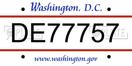 DE77757 District Of Columbia License Plate