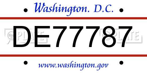 DE77787 District Of Columbia License Plate
