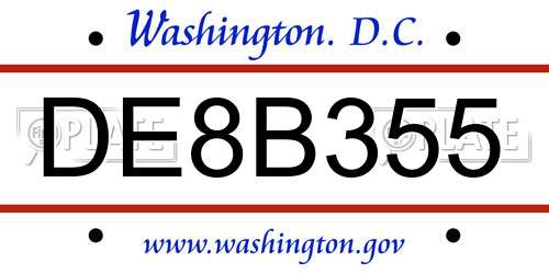 DE8B355 District Of Columbia License Plate