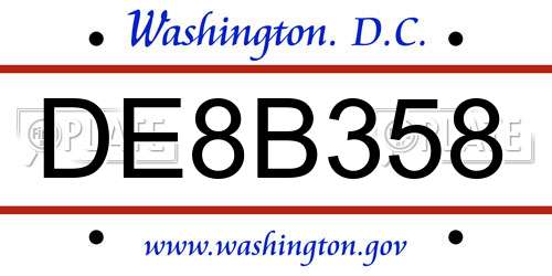 DE8B358 District Of Columbia License Plate
