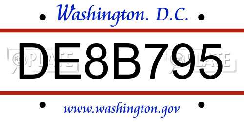 DE8B795 District Of Columbia License Plate