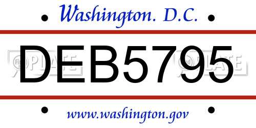 DEB5795 District Of Columbia License Plate
