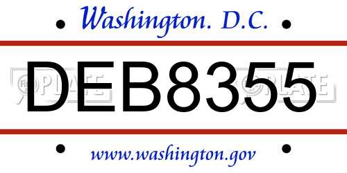 DEB8355 District Of Columbia License Plate