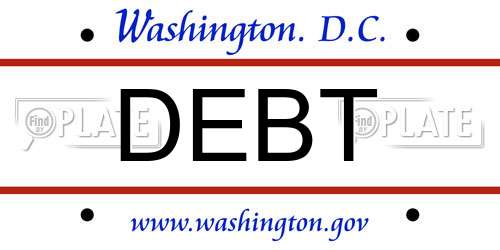 DEBT District Of Columbia License Plate