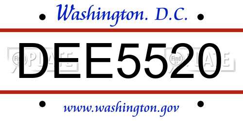 DEE5520 District Of Columbia License Plate