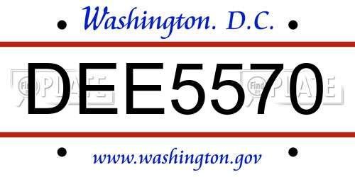 DEE5570 District Of Columbia License Plate