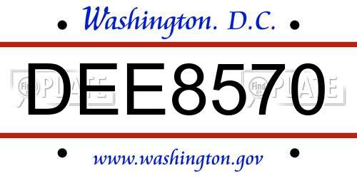 DEE8570 District Of Columbia License Plate