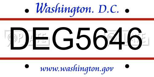 DEG5646 District Of Columbia License Plate
