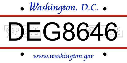 DEG8646 District Of Columbia License Plate