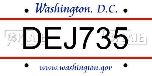 DEJ735 District Of Columbia License Plate