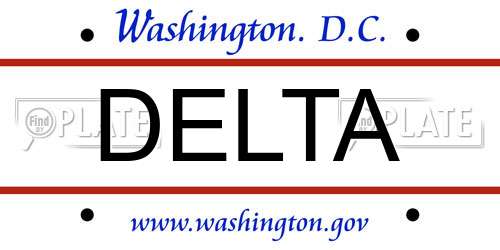 DELTA District Of Columbia License Plate