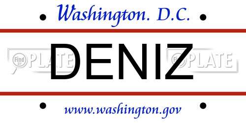 DENIZ District Of Columbia License Plate