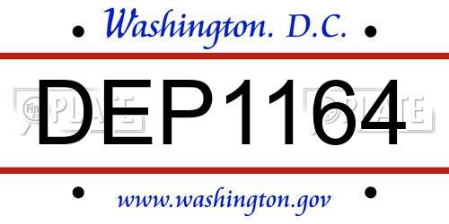 DEP1164 District Of Columbia License Plate