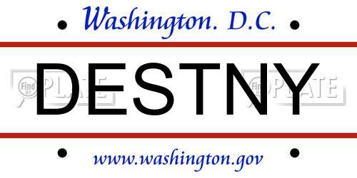 DESTNY District Of Columbia License Plate
