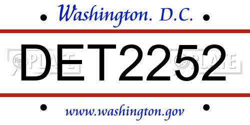 DET2252 District Of Columbia License Plate