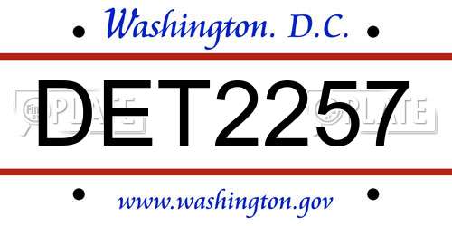 DET2257 District Of Columbia License Plate