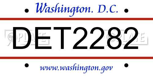 DET2282 District Of Columbia License Plate