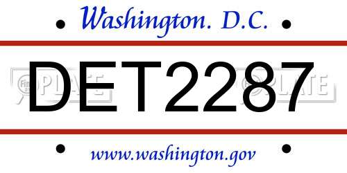 DET2287 District Of Columbia License Plate