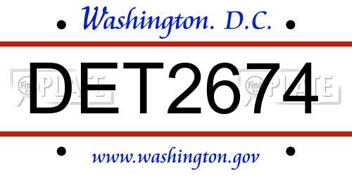 DET2674 District Of Columbia License Plate