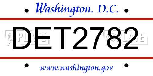 DET2782 District Of Columbia License Plate