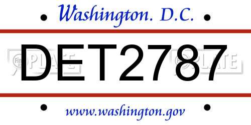 DET2787 District Of Columbia License Plate