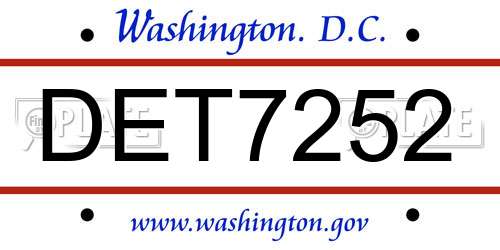 DET7252 District Of Columbia License Plate