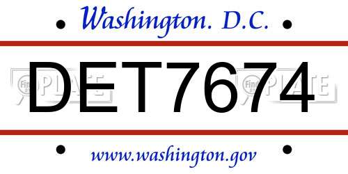 DET7674 District Of Columbia License Plate