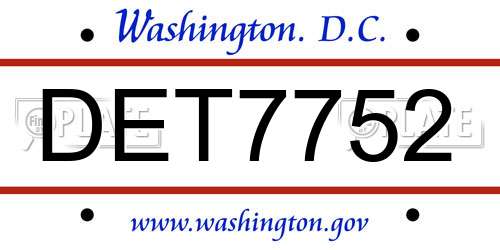 DET7752 District Of Columbia License Plate