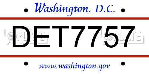 DET7757 District Of Columbia License Plate