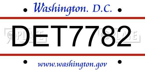 DET7782 District Of Columbia License Plate