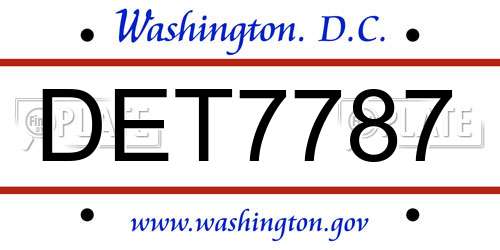 DET7787 District Of Columbia License Plate