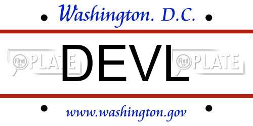 DEVL District Of Columbia License Plate