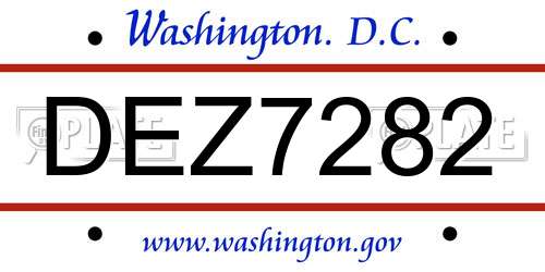 DEZ7282 District Of Columbia License Plate