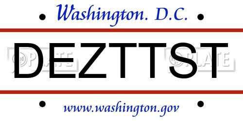 DEZTTST District Of Columbia License Plate