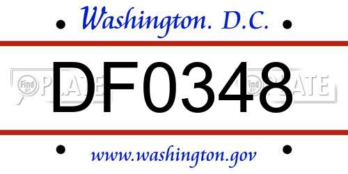 DF0348 District Of Columbia License Plate