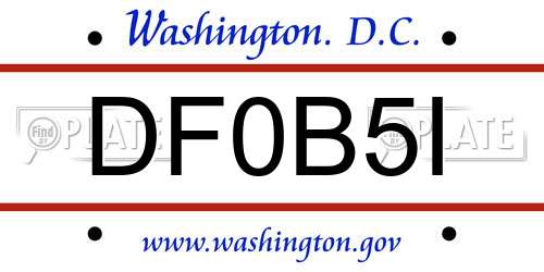 DF0B5I District Of Columbia License Plate