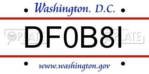 DF0B8I District Of Columbia License Plate