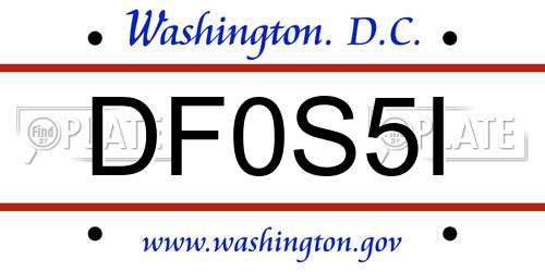 DF0S5I District Of Columbia License Plate