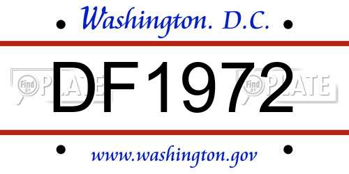 DF1972 District Of Columbia License Plate
