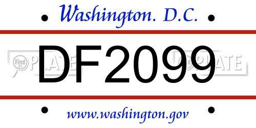 DF2099 District Of Columbia License Plate