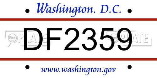 DF2359 District Of Columbia License Plate