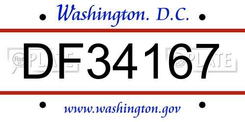 DF34167 District Of Columbia License Plate