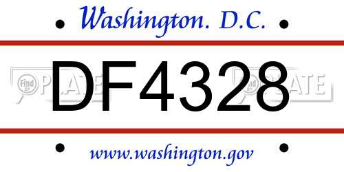 DF4328 District Of Columbia License Plate