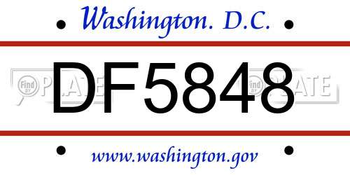 DF5848 District Of Columbia License Plate