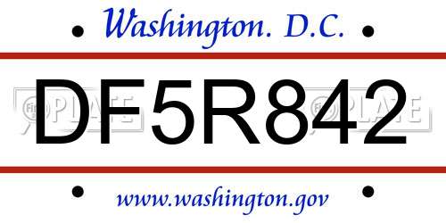 DF5R842 District Of Columbia License Plate