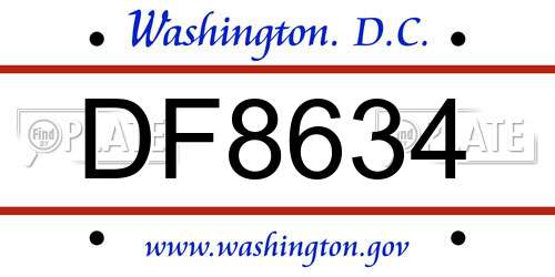 DF8634 District Of Columbia License Plate