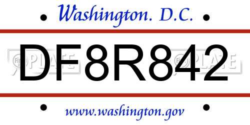 DF8R842 District Of Columbia License Plate